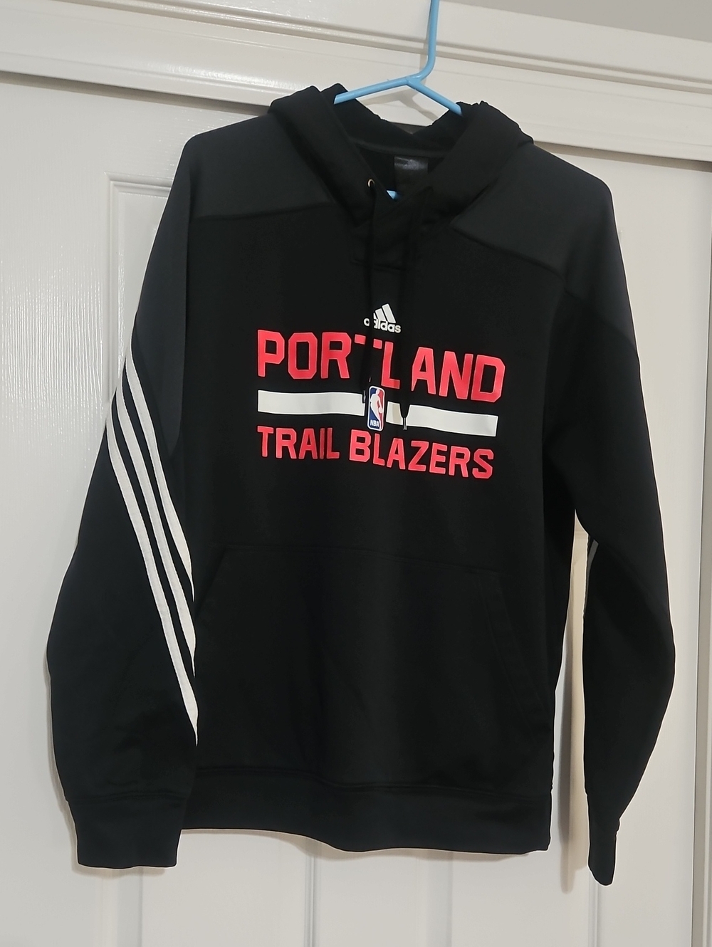 adidas Black Portland Trail Blazers Hoodie with Red & White Accents